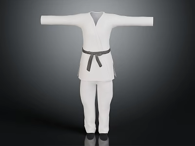 Traditional White Karate Uniform with Black Belt for Martial Arts Training 3d model