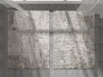 Vintage Distressed Square Carpets With Neutral Gray Beige Brown Tones For Modern Floor Decor 3d model