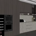 Modern Wine Cabinet Interior With Dark Wood Cabinets Marble Countertop And Lighting