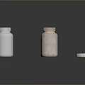 Household Items Collection Of White And Pink Bottles With Caps And A Yellow Pill