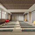 Spacious Yoga Fitness Studio With Neatly Arranged Mats Colorful Exercise Balls Wooden Floors Large Windows