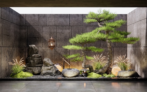 New Chinese patio courtyard sketch 3d model