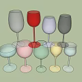 Colorful Wine Glasses Collection With Various Colored Stems And Assorted Hues 3d model