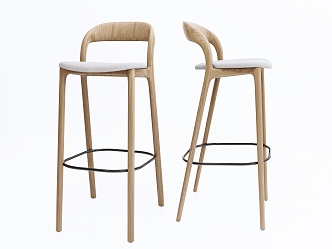 High Stool Without Armrests Bar Stool Solid Wood Bar Stool Bar Stool 3d model