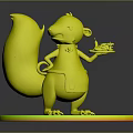 3D Skunk Character Model Standing On Brown Base Holding Plate With Food And Orange Apron