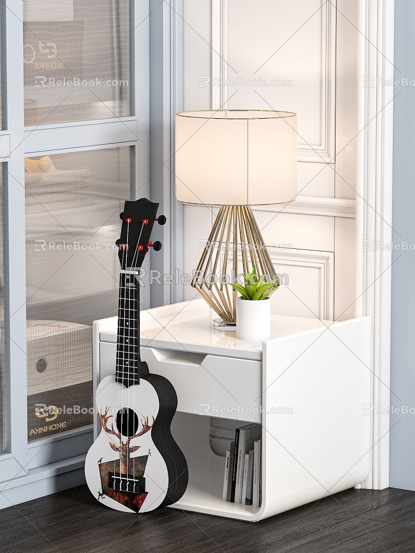 Guitar bedside table lamp 3d model