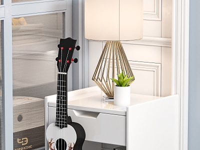 Guitar bedside table lamp 3d model