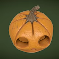 Carved Vegetable Pumpkin with Smiling Face Eyes Nose and Mouth Decorative Design