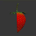 Juicy Sliced Fresh Red Strawberry with Green Leaves on Dark Surface