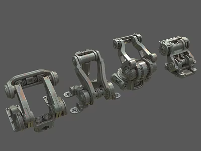 Mechanical Metal Joint Components With Rustic Finish And Industrial Design 3d model