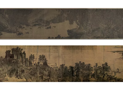 Traditional Chinese Landscape Painting With Mountains Trees Rivers And Scenic Views 3d model