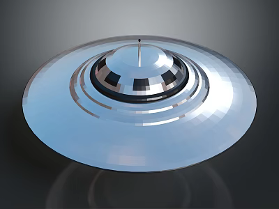 Futuristic Silver Disc Shaped Aerospace Spacecraft With Smooth Metallic Reflective Layers 3d model