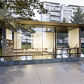 Modern Corridor Shelf Residential Community Landscape Corridor Shelf Community Meeting Room Waterscape Dropping Sofa Combination Bar and Chair 3d model