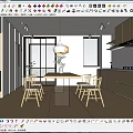 Open Kitchen Marble Bar Table Island Table Leather Single Chair Cabinet Storage Rack Induction Cooker 3d model