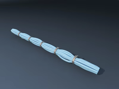 Blue Industrial Hoses Bundled Together With Brown Straps For Machinery Use 3d model