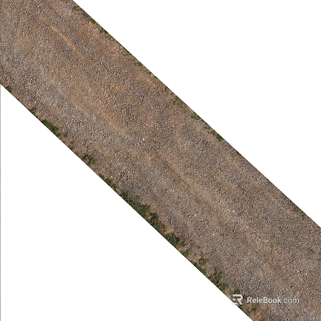 Dirt and Gravel Ground Surface with Green Grass Along the Edge 3d model 