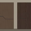 Two Modern Wooden Storage Cabinets With Minimalist Linear Design And Round Handle 3d model