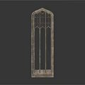 Gothic Style Decorative Grille Door With Arched Top And Slender Vertical Bars