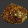 Freshly Baked Rustic Bread With Cracked Crusty Brown Surface And Artisan Texture 3d model