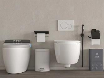Modern toilet pumping paper trash can 3d model