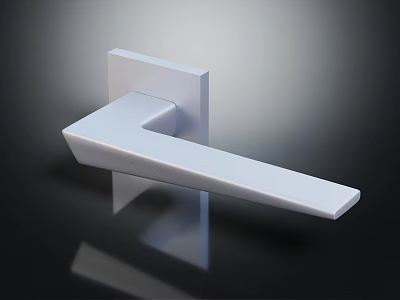 White Metal Door Handle With Modern Sleek Design For Home Hardware Tools 3d model