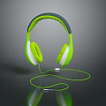 Green And White Over Ear Headphones With Wired Connection And Soft Ear Cushions