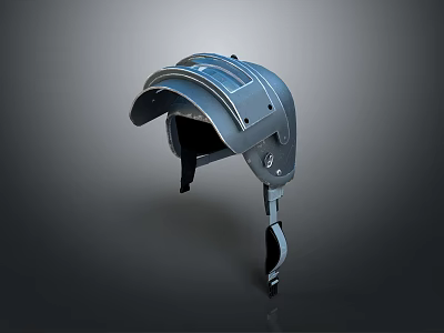 Military Weapon Helmet Gray Tactical Protective Gear With Full Face Shield And Adjustable Straps 3d model