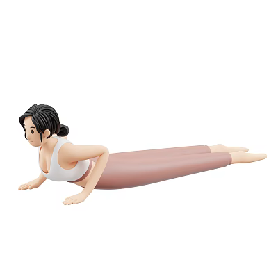 Woman Doing Plank Exercise In White Tank Top And Pink Leggings 3d model
