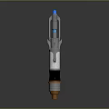 Futuristic Sci Fi Weapon With Blue Glowing Elements And Silver Black Copper Design