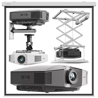 Modern Projector Projection Curtain Projection Equipment 3d model