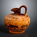 Ancient Clay Pot Sculpture With Intricately Carved Animal And Human Figures