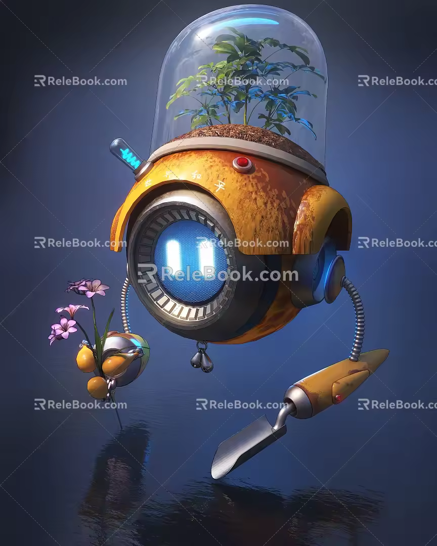 Modern sci-fi robot plant robot cute robot 3d model