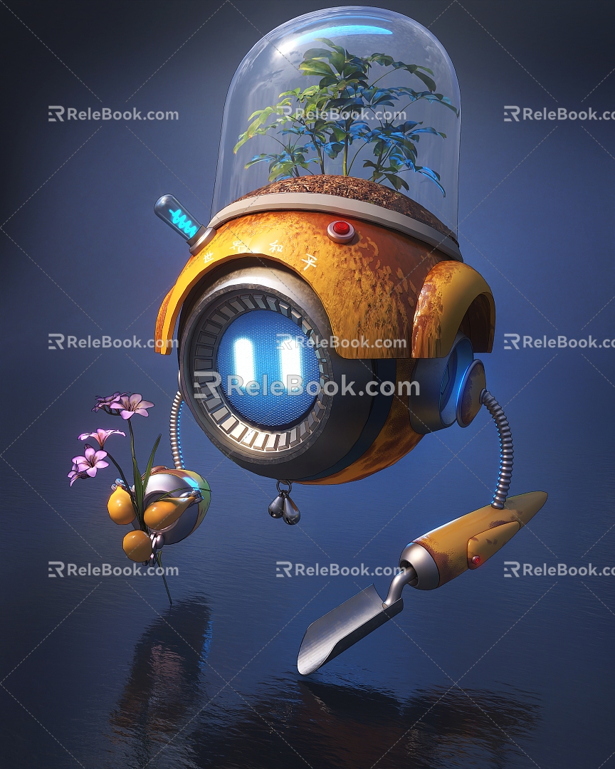 Modern sci-fi robot plant robot cute robot 3d model