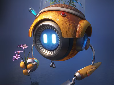 Modern sci-fi robot plant robot cute robot 3d model