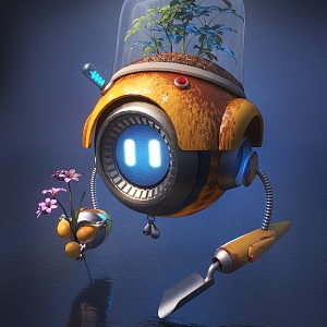 Modern sci-fi robot plant robot cute robot 3d model