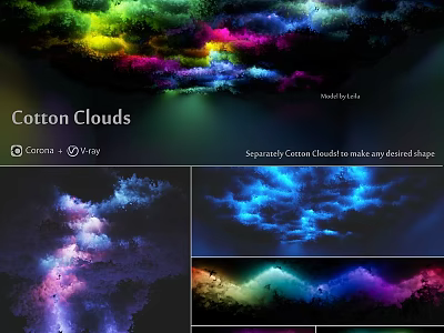 Cotton Clouds Wall Decor with Spunpolyester Material Customizable Shape and Colorful Design 3d model