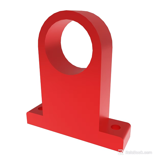 Red Mounting Bracket With Circular Hole And Base Mounting Holes 3d model