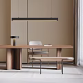 Modern desk and chair combination tea table and chair table bench lamp 3d model