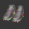 Modern Gray Soccer Shoes With Silver Cleats Blue Accents And Reflective Surface On Black Background