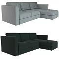 Modern Dark Green Sofa Set Featuring L Shaped And Three Seater Designs 3d model