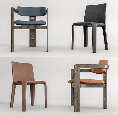 Stylish Modern Dining Chairs Various Designs With Wooden Frames And Upholstered Seats 3d model