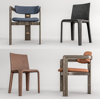 Modern Dining Chair Leather Dining Chair Single Chair 3d model