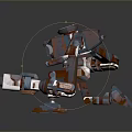 Game Movie Character Sci Fi Mech Robot With Metal Armor And Weapon In Combat Stance