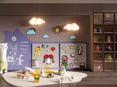 Kids Playroom With Building Blocks And Playful Decor 3d model