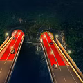 Elevated Road Facilities With Twin Tunnels And Green Mountain Views Featuring Vehicles Driving
