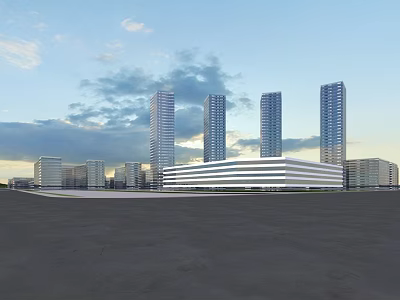 Aerial Planning of Modern Urban Area With High Rise Low Rise Buildings and Open Space 3d model