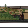 Fun Playground Featuring Colorful Tire Obstacles Sand Ground GO Sign And City Skyline