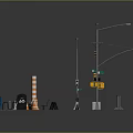3D Rendering Of Road Construction Site With Traffic Lights Barriers Cones And Signs