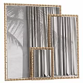 Decorative Mirrors With Beaded Frames Against Curtains And Palm Leaf Shadows 3d model