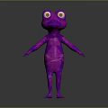 Vibrant Purple Reptile Cartoon Character With Large Eyes In Standing 3D Rendering